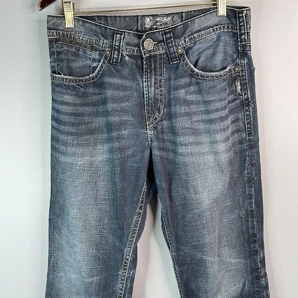 SILVER Grayson Heritage Relaxed Jeans Blue Dark Wash Straight Leg Size 31 - Picture 6 of 13